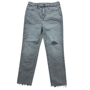 Madewell The Perfect Vintage Jean Gray Wash Distressed Raw Hem Size‎ 30